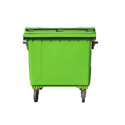 HDPE ירוק ירוק פסי פסולת ארבעה גלגלים